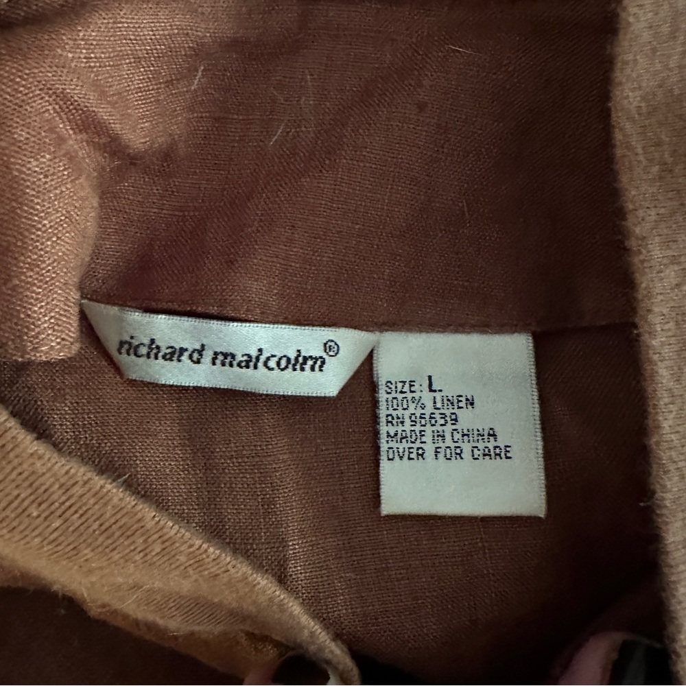 Brown Linen Bomber Jacket - Picture 7 of 7